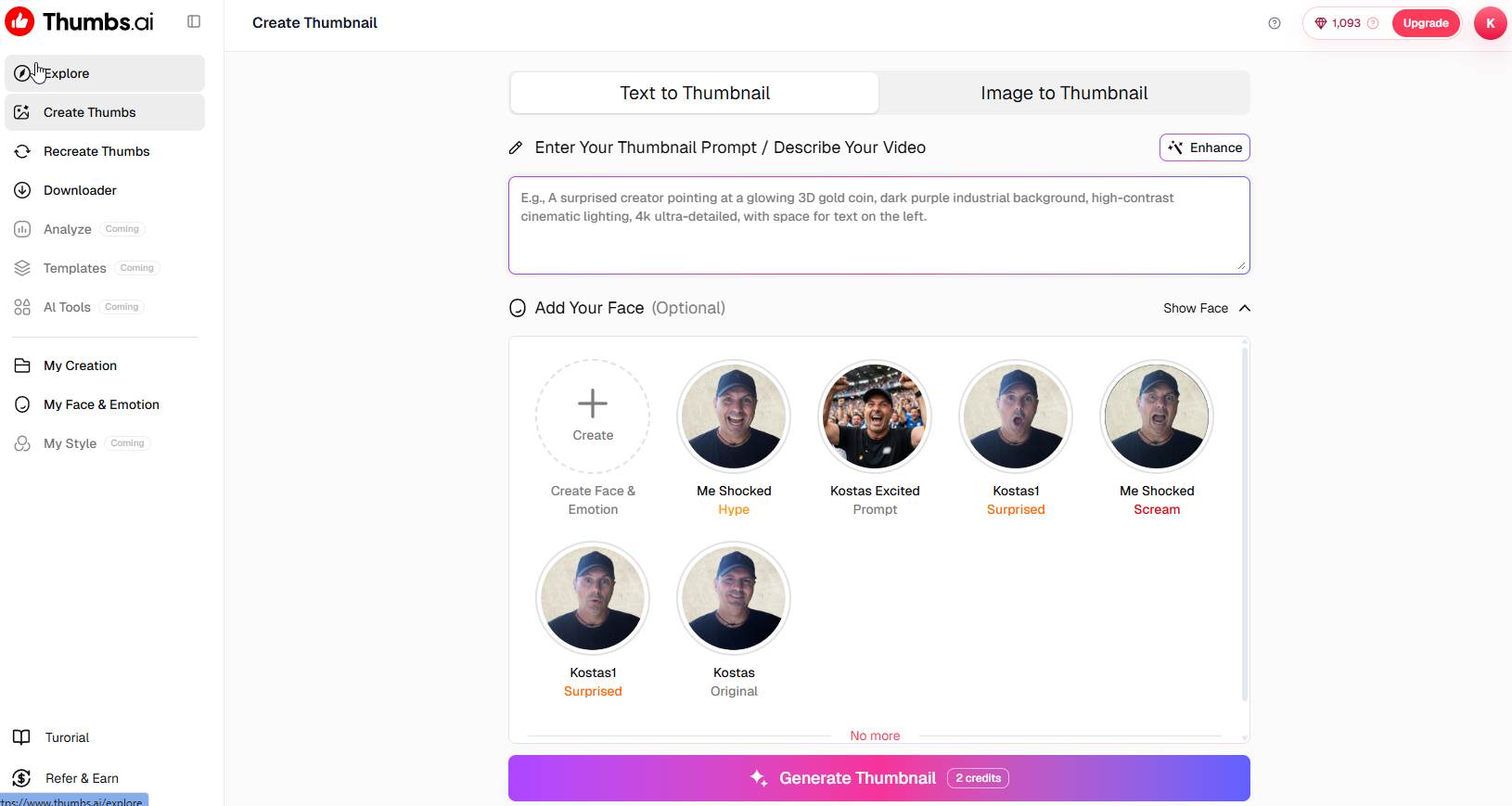 Create YouTube Thumbnails Faster with Thumbs AI