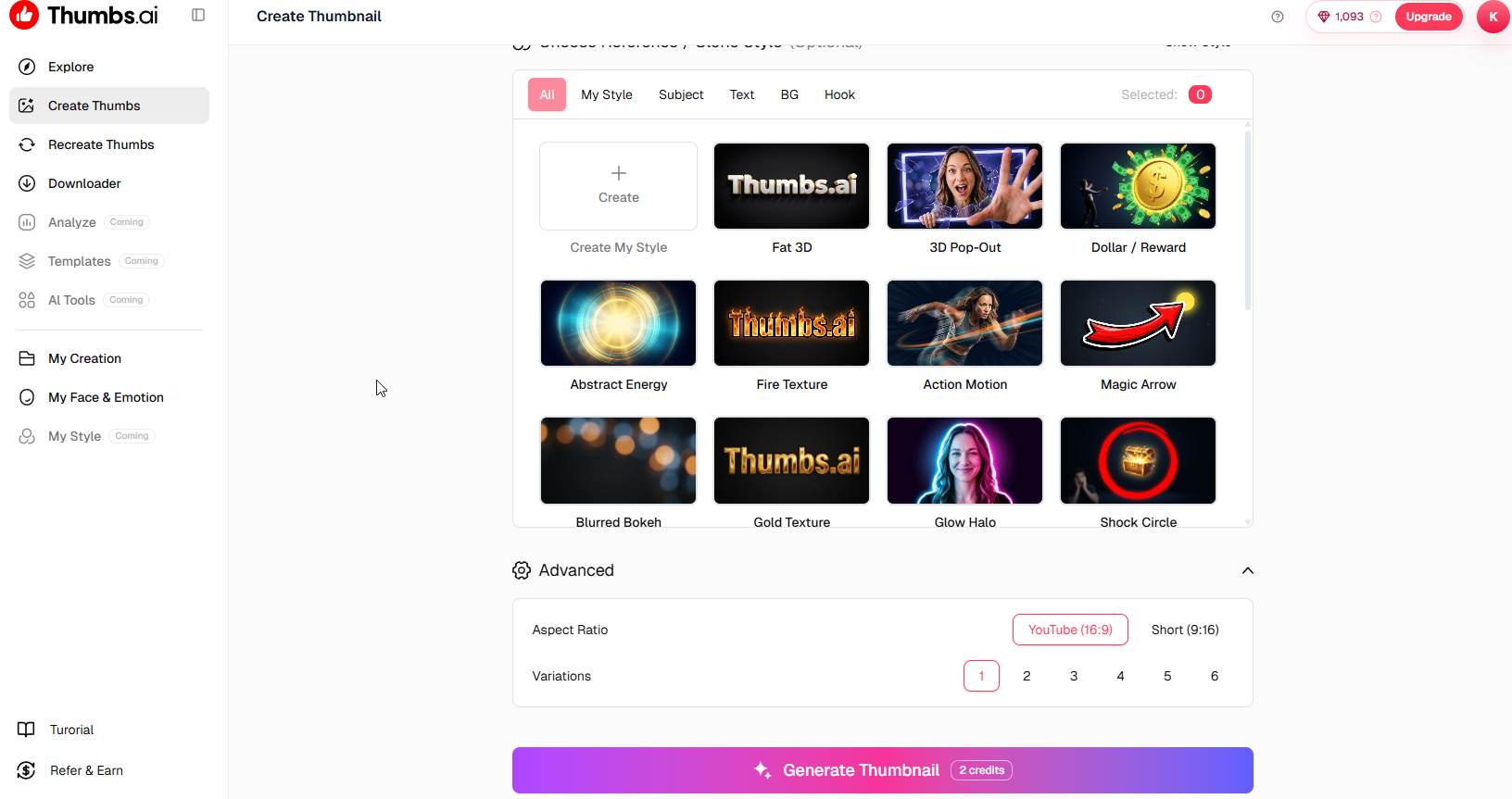 Create YouTube Thumbnails Faster with Thumbs AI