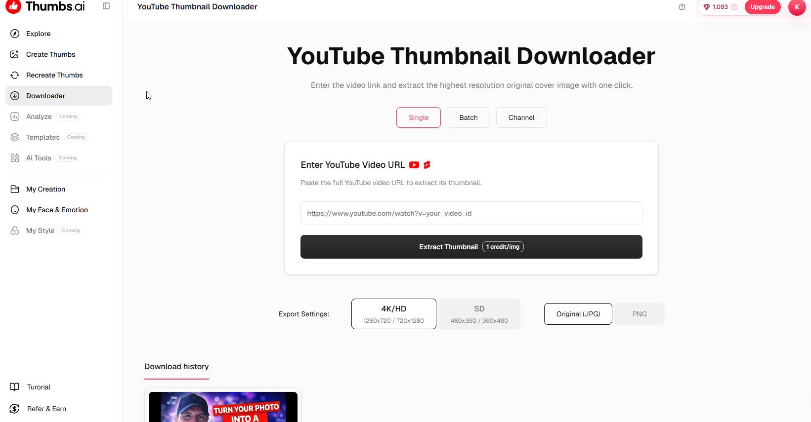 Create YouTube Thumbnails Faster with Thumbs AI