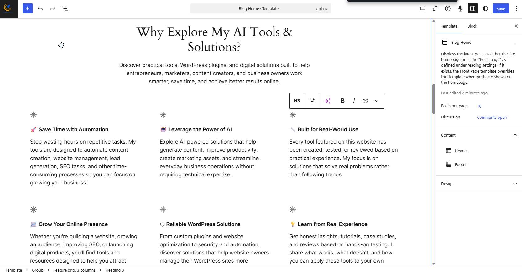 Building an AI Tools Portfolio on WordPress.com